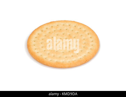 Single Round Generic snack cracker biscuit isolated on white background Stock Photo