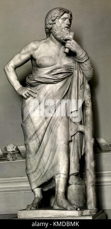 Asclepius God of medicine, healing, rejuvenation and physicians Roman Marble Statue in the Palatina Gallery - Galleria Palatina - Palazzo Pitti  Renaissance, a palace in Florence, Italy. Stock Photo