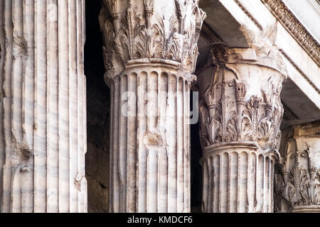 Corinthian columns of the ancient Adriano's temple Stock Photo