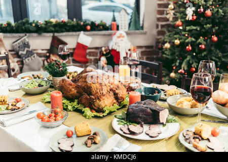 christmas holiday table Stock Photo
