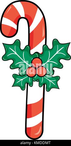sweet walking stick christmas decoration Stock Vector