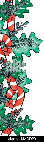 merry christmas decoration with leaves and branches Stock Vector