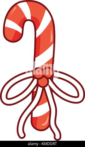 sweet walking stick with ribbon bow design Stock Vector