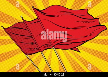 Red flag pop art background Stock Vector