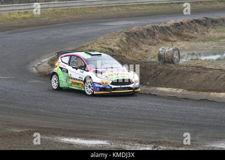 18th of November 2017, Meeting of masters exhibitions.  Rallycross, autocross and historical classic , Sosnova, Czech Republic. Ford Fiesta R5 Stock Photo