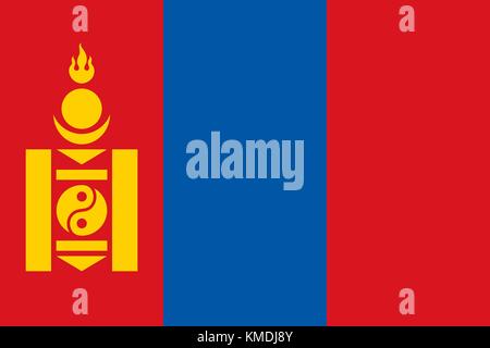 National flag of Mongolia. Vector illustration, template Stock Vector