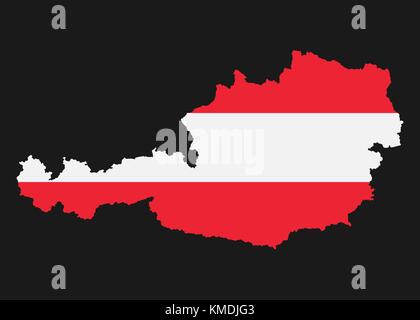 The detailed map of the Austria with National Flag Stock Vector