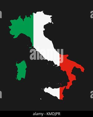 The detailed map of the Italy with National Flag Stock Vector