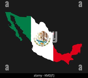 The detailed map of the Mexico with National Flag Stock Vector