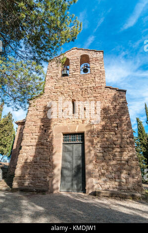 Romanesque chapel Mare de Déu del Castell, near Balsareny Castle, Balsareny, Catalonia Stock Photo