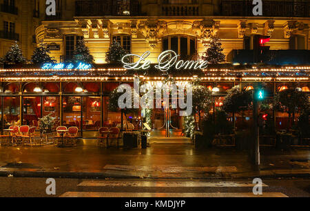 The famous restaurant Le Dome decorated for Christmas, Paris, France. Stock Photo