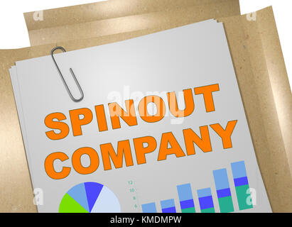 3D illustration of 'SPINOUT COMPANY' title on business document Stock Photo