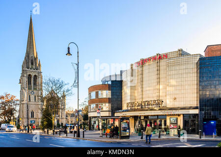 The Everyman Cinema (formerly the Odeon) and St James's Church, Muswell Hill, London, UK Stock Photo