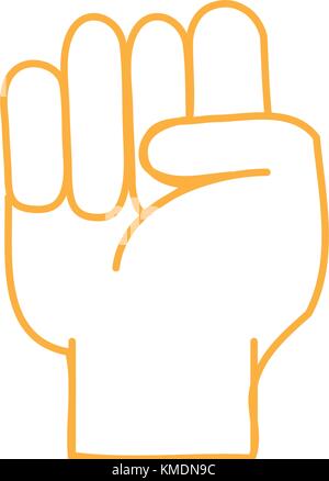 color line hand with oppose gesture symbol communication Stock Vector ...