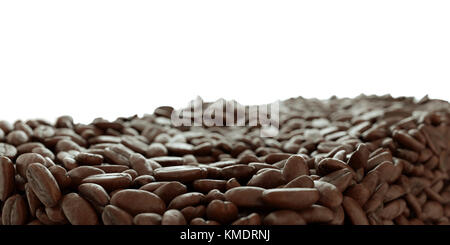 Roasted Coffee grains close-up on white (artistic shallow DOF) Stock Photo