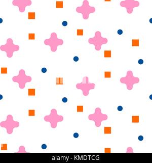 Geometry shapes baby pink color seamless vector pattern. Stock Vector