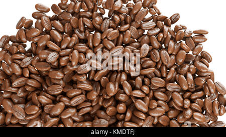 roasted coffee beans falling down isolated on white Stock Photo