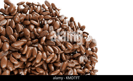 roasted coffee grains falling and mixing on white Stock Photo