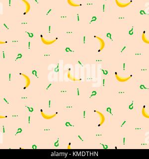 Banana and punctuation marks simple vetor seamless background. Textile pattern. Stock Vector