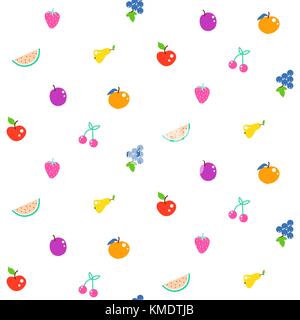 Bright summer juicy fruit cartoon seamless pattern. Stock Vector