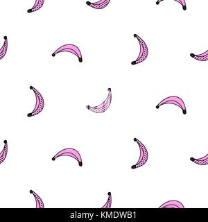 Seamless banana pattern fruit doodle style vector. Stock Vector