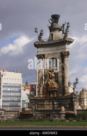 The monumental fountain in Plaça Espanya Barcelona Spain Stock Photo