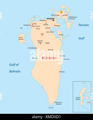 Vector map Bahrain and Manama. Country and capital. Isolated vector ...