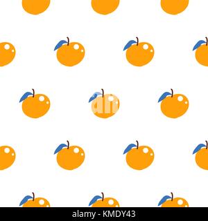 Bright summer juicy peach cartoon seamless pattern. Stock Vector