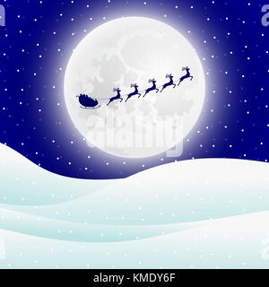Reindeer in harness with sleigh Santa Claus for Christmas Stock Vector