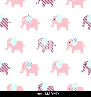 Cute elephant cartoon baby seamless pattern. Stock Vector