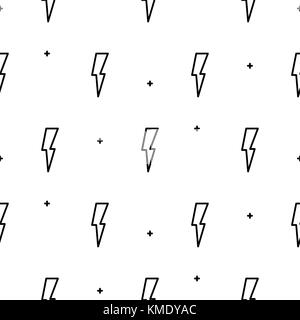 Doodle lightning seamless vector pattern. Stock Vector