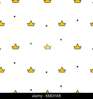 Little cute crowns seamless vector pattern. Stock Vector