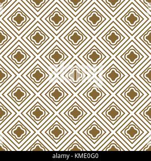 Gold and white rhombs seamless vector pattern. Wrap paper elegant texture. Stock Vector