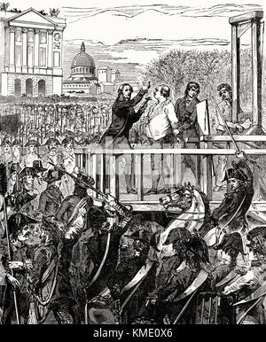 Execution of Louis XVI on Monday, 21 January 1793, Place de la Révolution, Paris, France Stock Photo