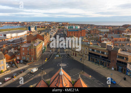 Hartlepool in a view looking east down Church Street from the tower of the Art Gallery a Victorian building formerly Christ's Church Stock Photo