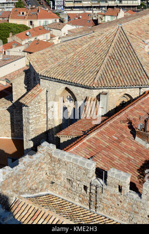 View over the Notre Dame d'Esperance Church in Le Suquet Old Town, Cannes, French Riviera, Stock Photo