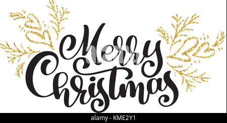 texts Merry Christmas hand written calligraphy lettering. handmade vector illustration. Fun brush ink typography for photo overlays, t-shirt print, flyer, poster design Stock Vector