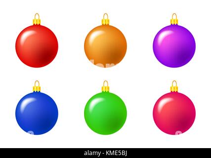 Simple Bauble set for christmas tree isolated on white background Stock Vector