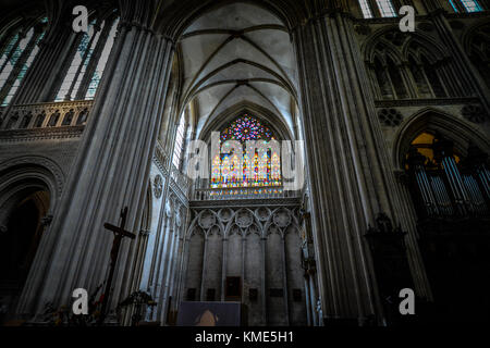 Small rose window at Cathedral of Our Lady of Bayeux in the Normandy France city of Bayeux Stock Photo
