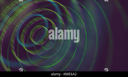 3D Illustration. Abstract image, holographic circles in connection points. Stock Photo