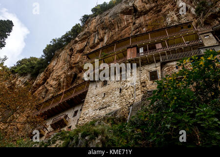 The monastery of Timios Prodromos, one of the oldest and most popular Greek orthodox monasteries in Peloponnese, Greece. Stock Photo