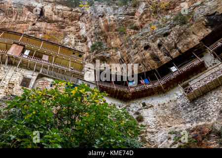 The monastery of Timios Prodromos, one of the oldest and most popular Greek orthodox monasteries in Peloponnese, Greece. Stock Photo