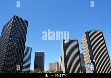 LOS ANGELES, CA - AUGUST 23: Skyscrapers of LA city on August 23, 2013. LA is a capital of the cinema industry Stock Photo