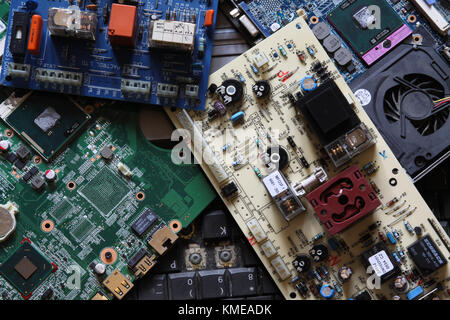 Waste circuit boards and computers. UK Stock Photo