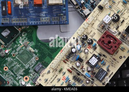 Waste circuit boards and computers. UK Stock Photo