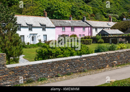 traditional cottages in the coastal village of boscastle, cornwall, england, britain, uk. Stock Photo