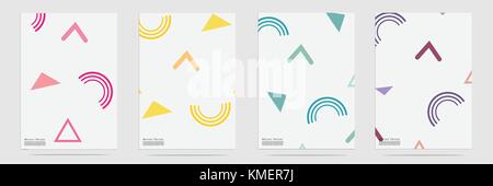 Geometric Flat Memphis Pattern Set. Stock Vector