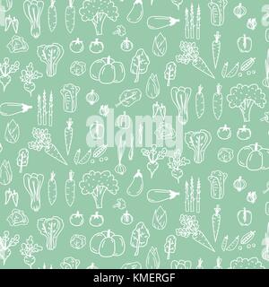 Pattern With Hand Drawn Doodle Vegetables. Vector Illustration Background. Stock Vector