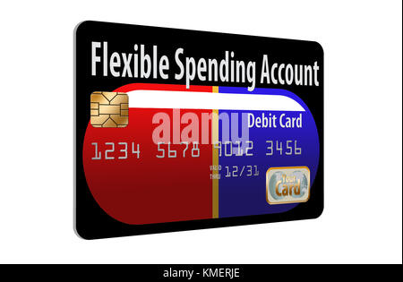 Here is a flexible spending account debit card with a pill in the design Stock Photo