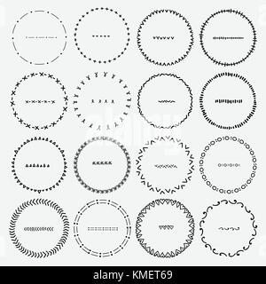 Vector Set Of Round Frames For Decoration. Handmade Vector Illustration. Stock Vector